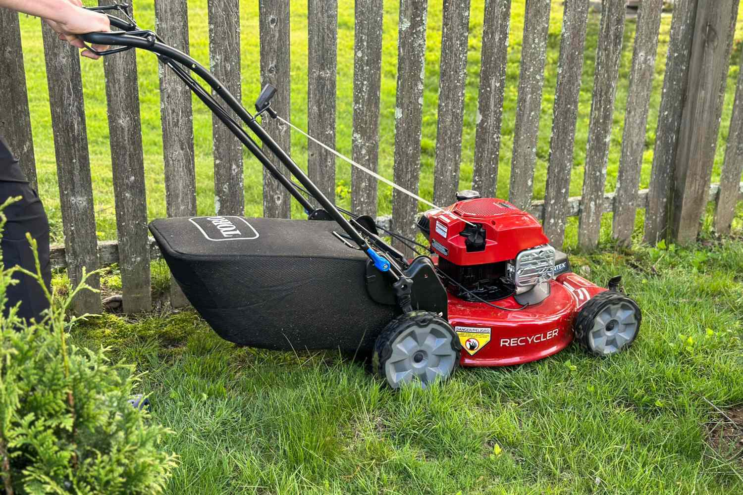 Mowing a lawn